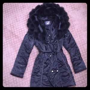 Winter coat with real rex rabbit collar/hood!